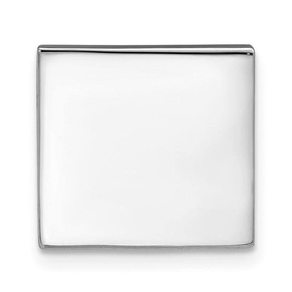 Rhodium Plated Sterling Silver Polished Square Lapel or Tie Pin, 10mm